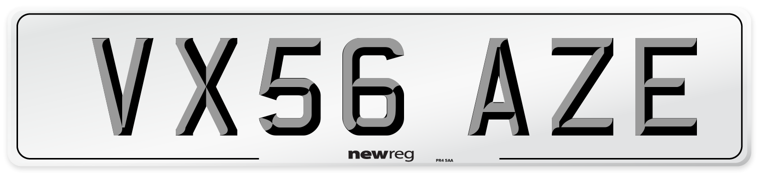 VX56 AZE Number Plate from New Reg